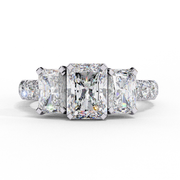 Radiant Cut Moissanite Engagement Three Stone Ring